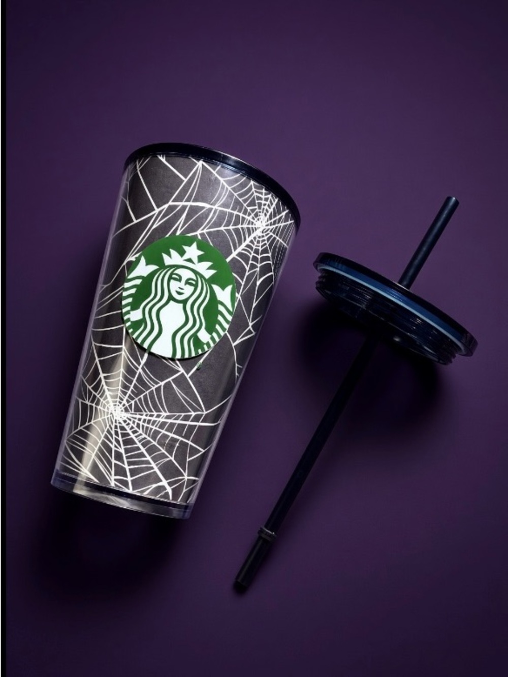 Starbucks Black Spiderweb Reusable Cold Cup with Green Siren Logo